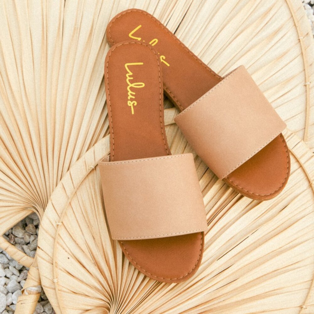 Lulus Addison Natural Slide Sandals Beige - Size 7